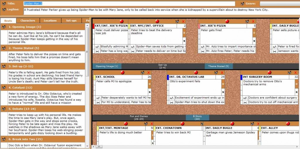 Ecran du logiciel Save the Cat!®